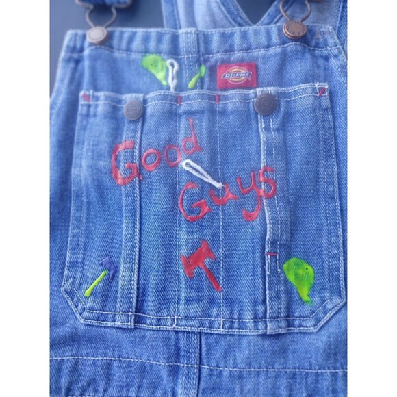 Dickies Bib Overalls Fall Womens L Y2K Artsisan Blue Denim Artsy DIY Outdoor - Picture 1 of 16